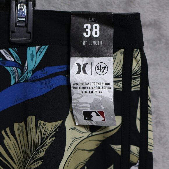 Hurley x 47 Arizona Diamondbacks Board Shorts Mens 40 Black Floral MLB Baseball - Picture 2 of 12